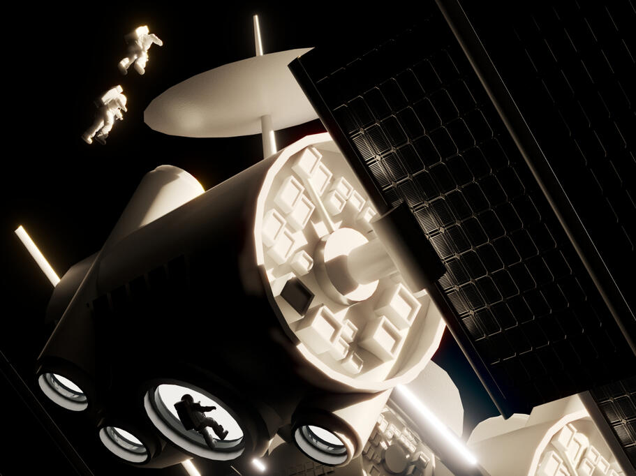 Satellite and two astronauts seemingly lost